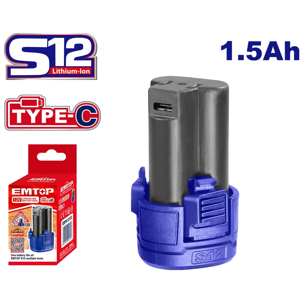 Batterie 12v 1.5AH Type-C EBPK12153 EMTOP Tunisie