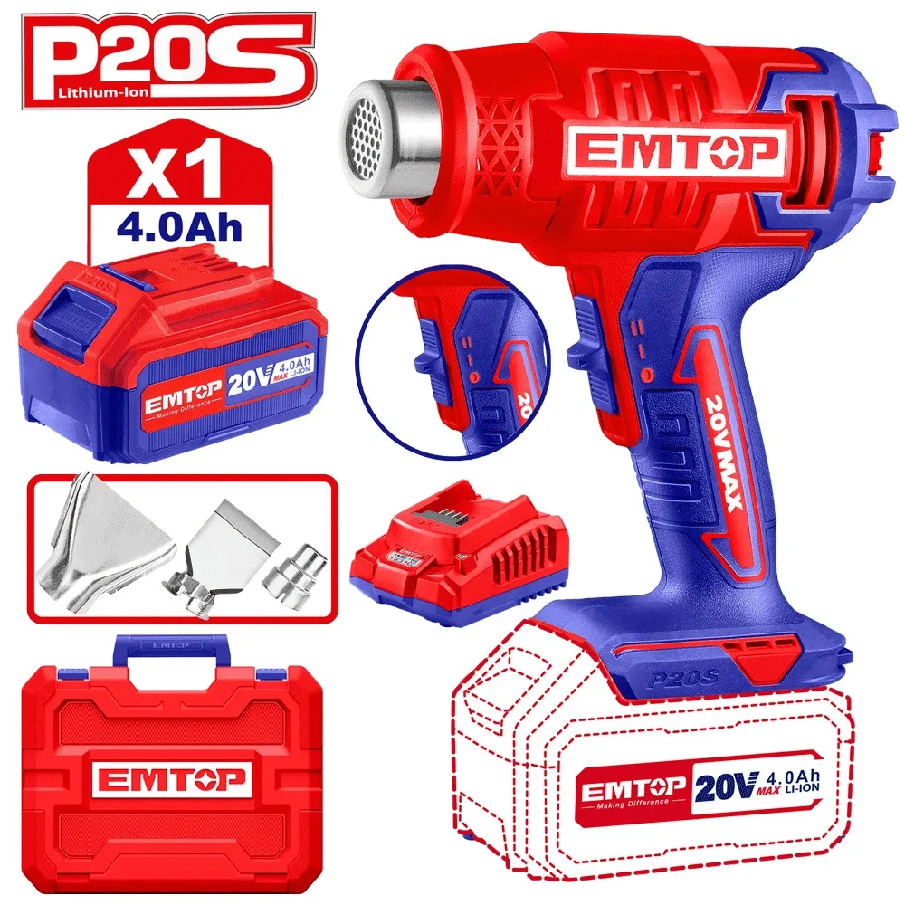 Décapeur thermique 300/550°C 20V EHGN200215 EMTOP Tunisie