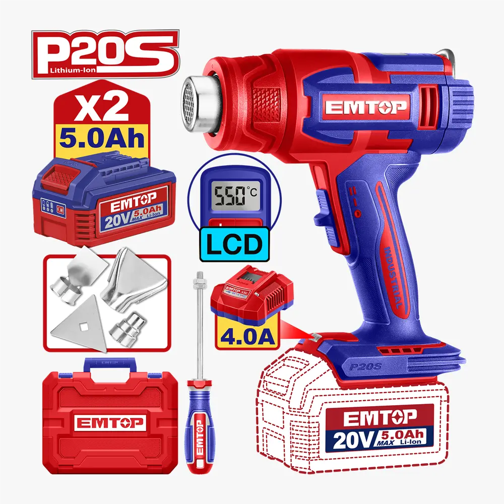 Décapeur thermique 300/550°C 20V 5 AH EHGN200318 EMTOP Tunisie