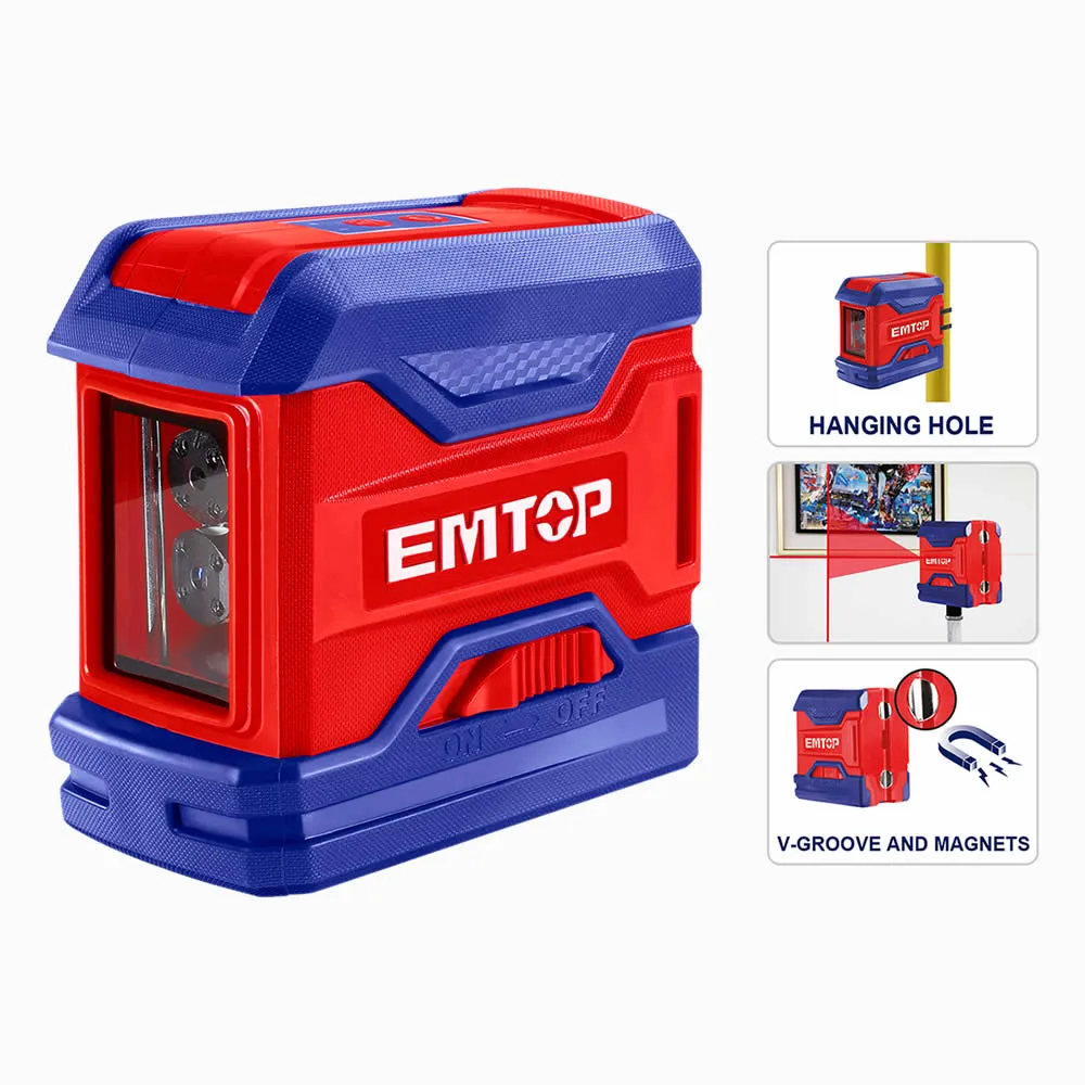 Niveau laser 2 lignes rouge 15m ESLE215001 EMTOP Tunisie
